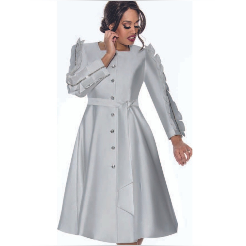Silver Dresses By Nubiano Twill Button Up w/ Belt